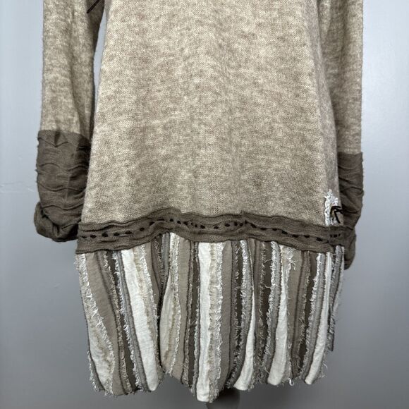 Scared Threads Tunic Sweater Sz M Crochet Boho Cottage Core Lagenlook Artsy - Picture 3 of 10